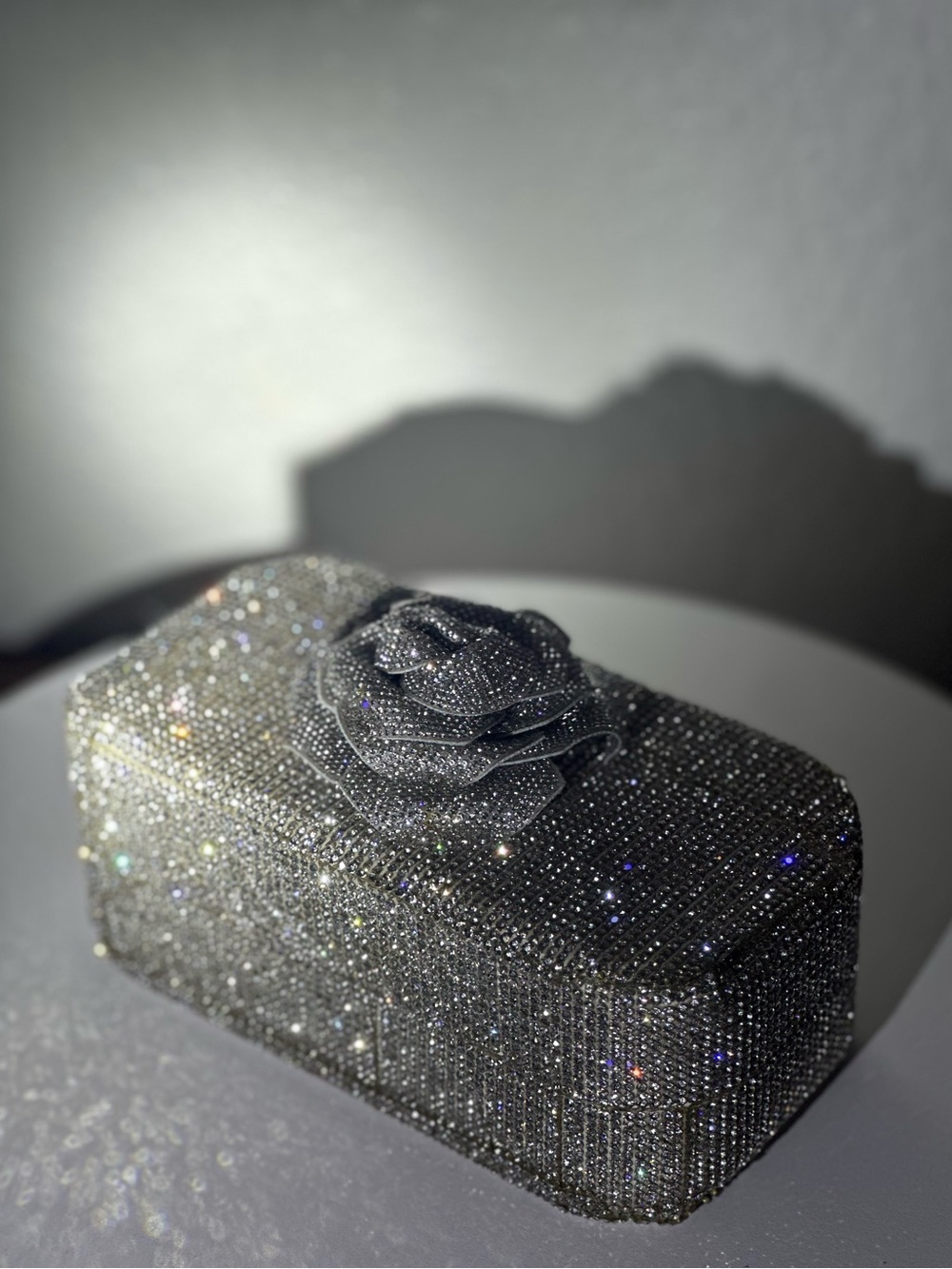 Silver Crystal Embellished glasses case handmade